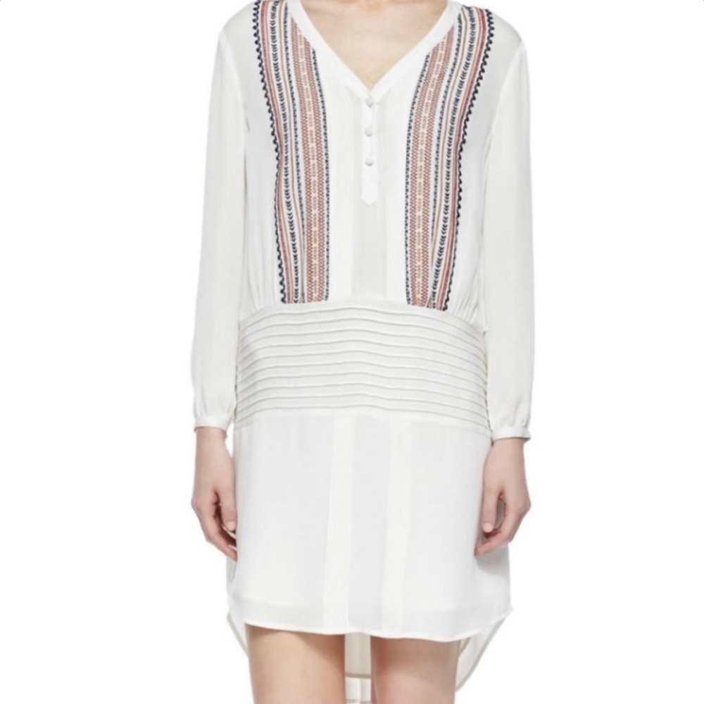Veronica Beard White Silk Embroidered Dress